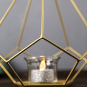 2 pcs 9" tall Geometric Pentagon Candle Holders Metal Lanterns