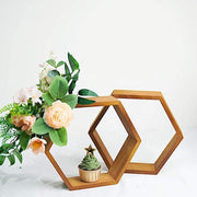 2 pcs 9" tall Hexagon Wood Geometric Wall Shelves