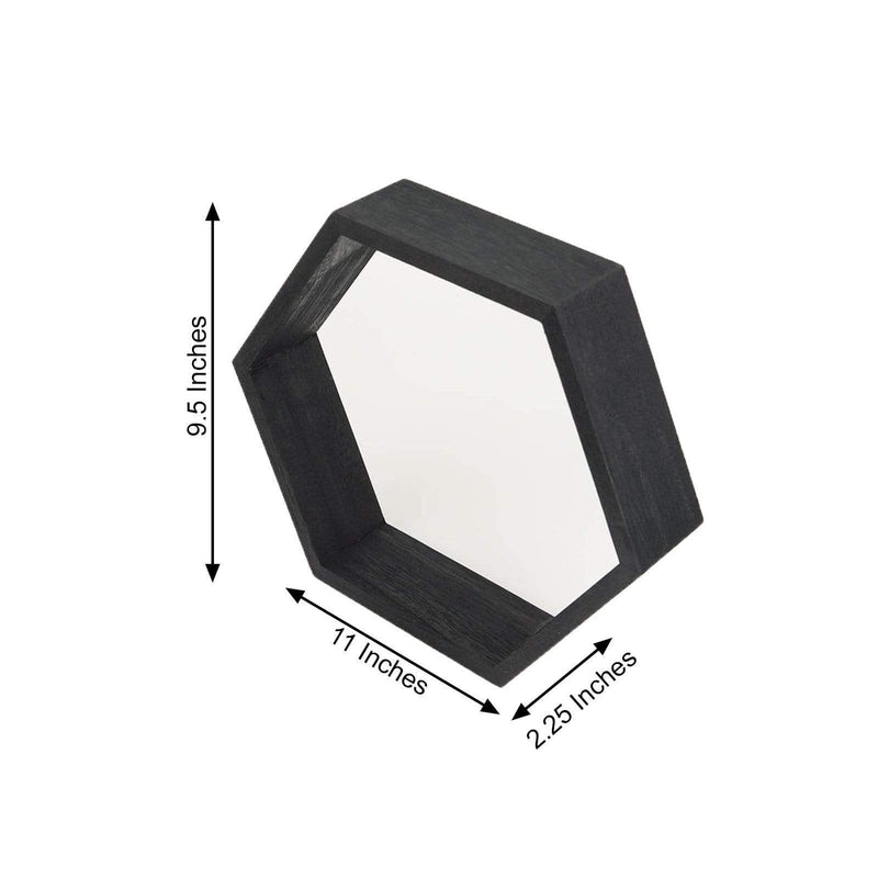 2 pcs 9" tall Hexagon Wood Geometric Wall Shelves