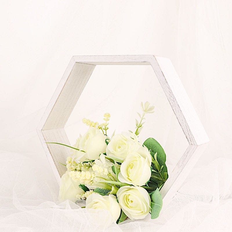 2 pcs 9" tall Hexagon Wood Geometric Wall Shelves