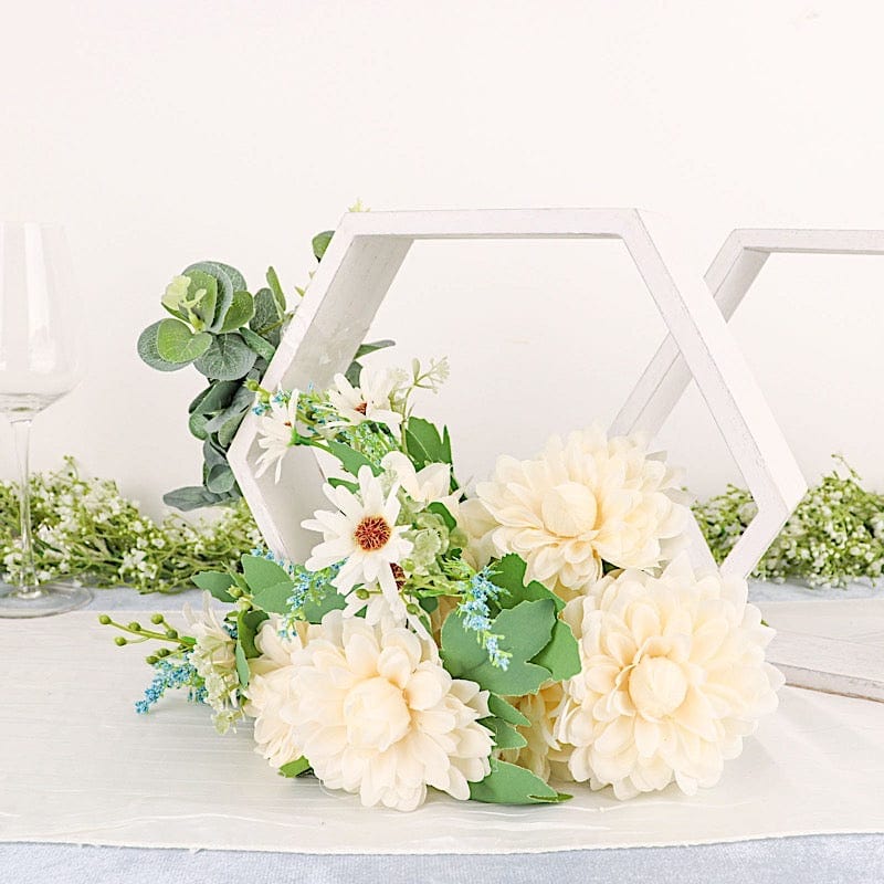 2 pcs 9" tall Hexagon Wood Geometric Wall Shelves