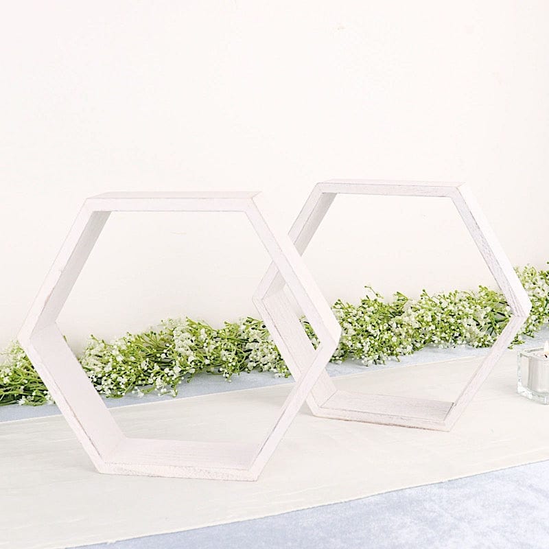 2 pcs 9" tall Hexagon Wood Geometric Wall Shelves