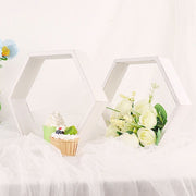 2 pcs 9" tall Hexagon Wood Geometric Wall Shelves