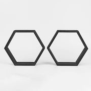 2 pcs 9" tall Hexagon Wood Geometric Wall Shelves WOD_HOPSHLF_HEX3_BLK