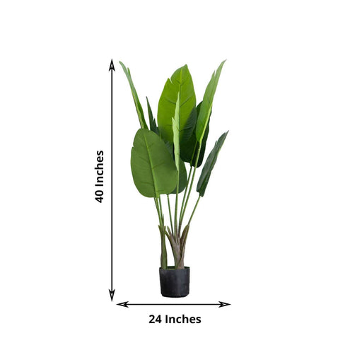 large potted faux plants 2 Green Bird of Paradise Artificial Plants in Black Planter Pots