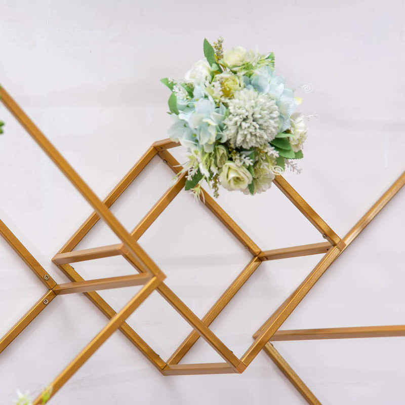 2 pcs Geometric Cube Metal Stands Wedding Flower Vase Holders