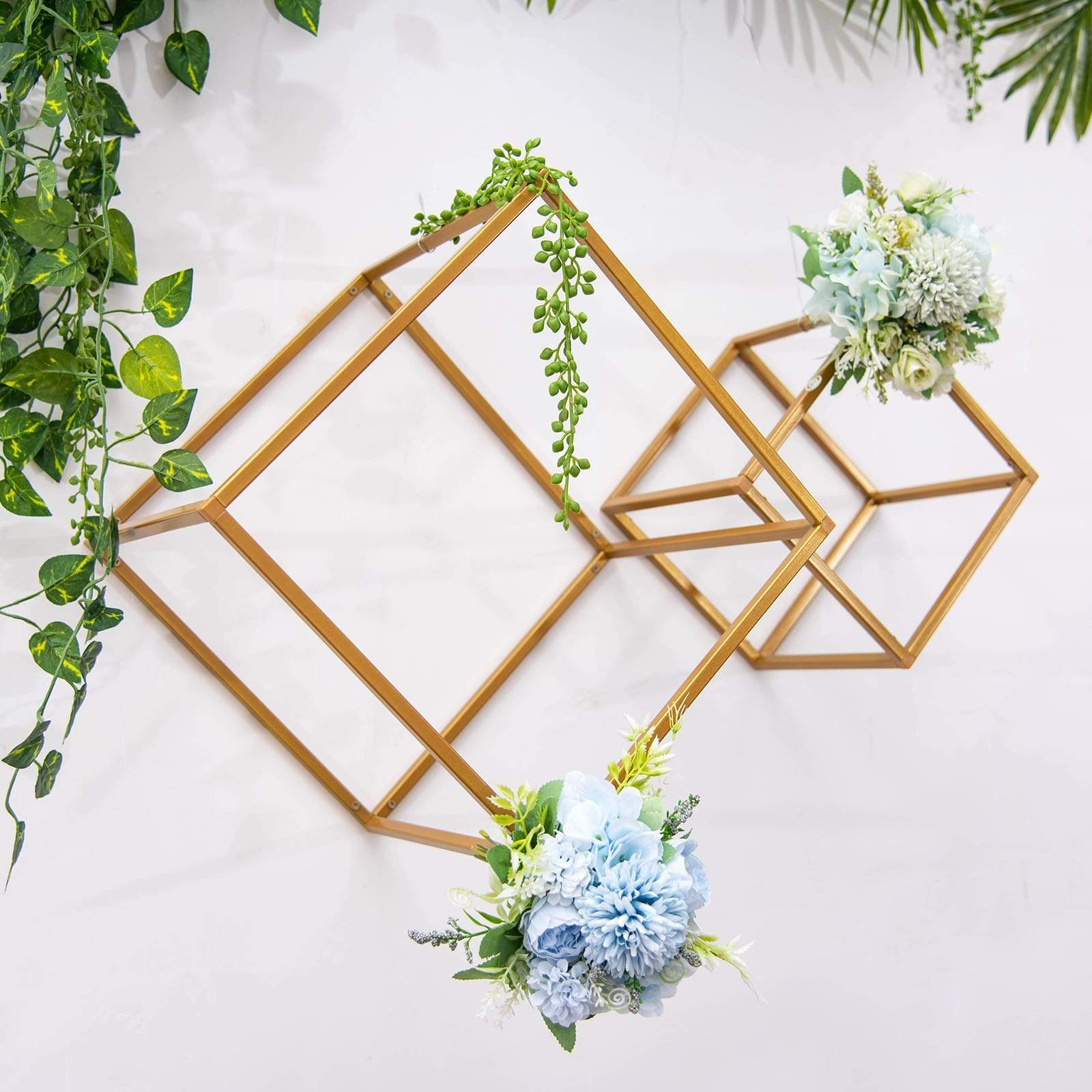 2 pcs Geometric Cube Metal Stands Wedding Flower Vase Holders