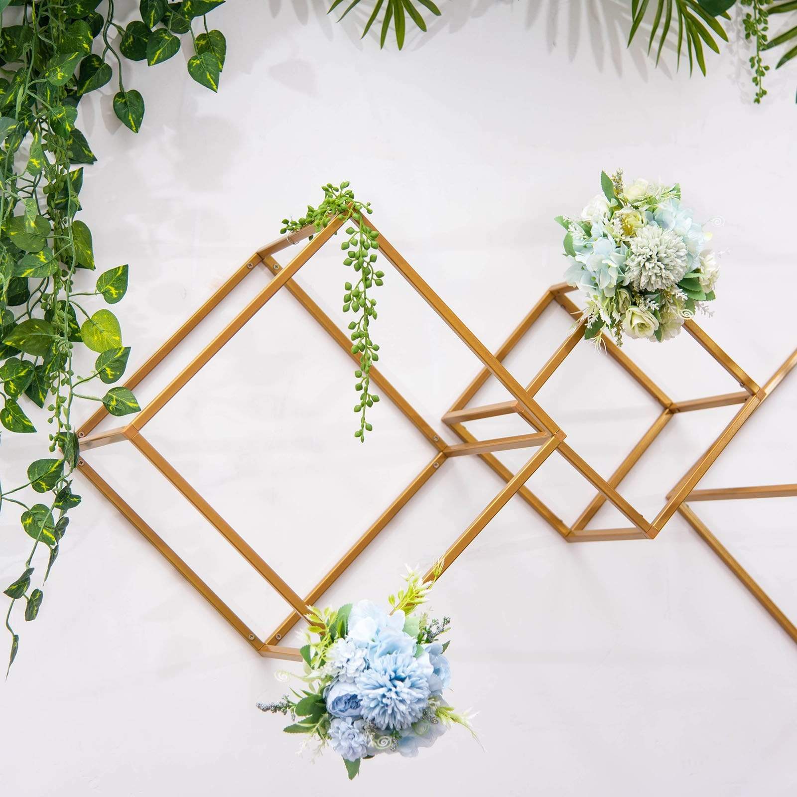 2 pcs Geometric Cube Metal Stands Wedding Flower Vase Holders