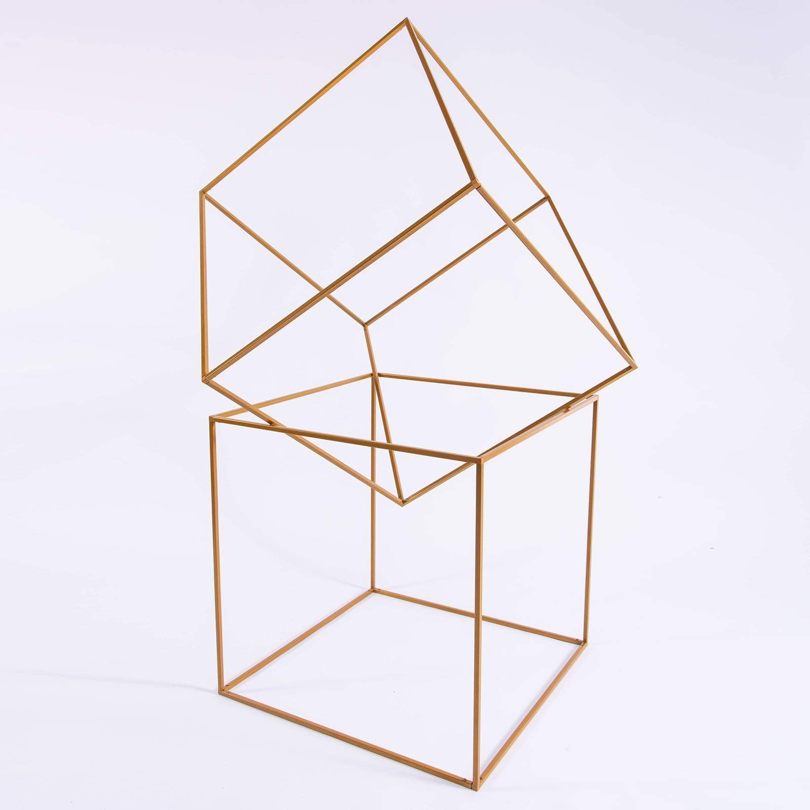 2 pcs Geometric Cube Metal Stands Wedding Flower Vase Holders