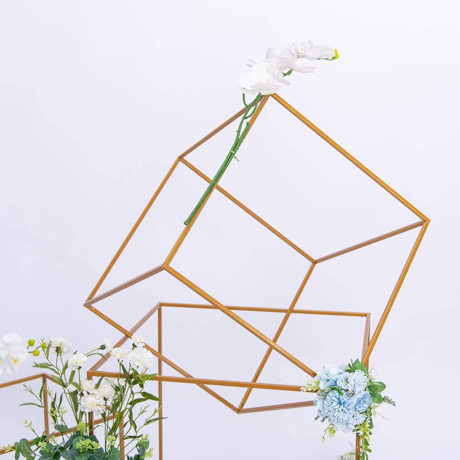 2 pcs Geometric Cube Metal Stands Wedding Flower Vase Holders