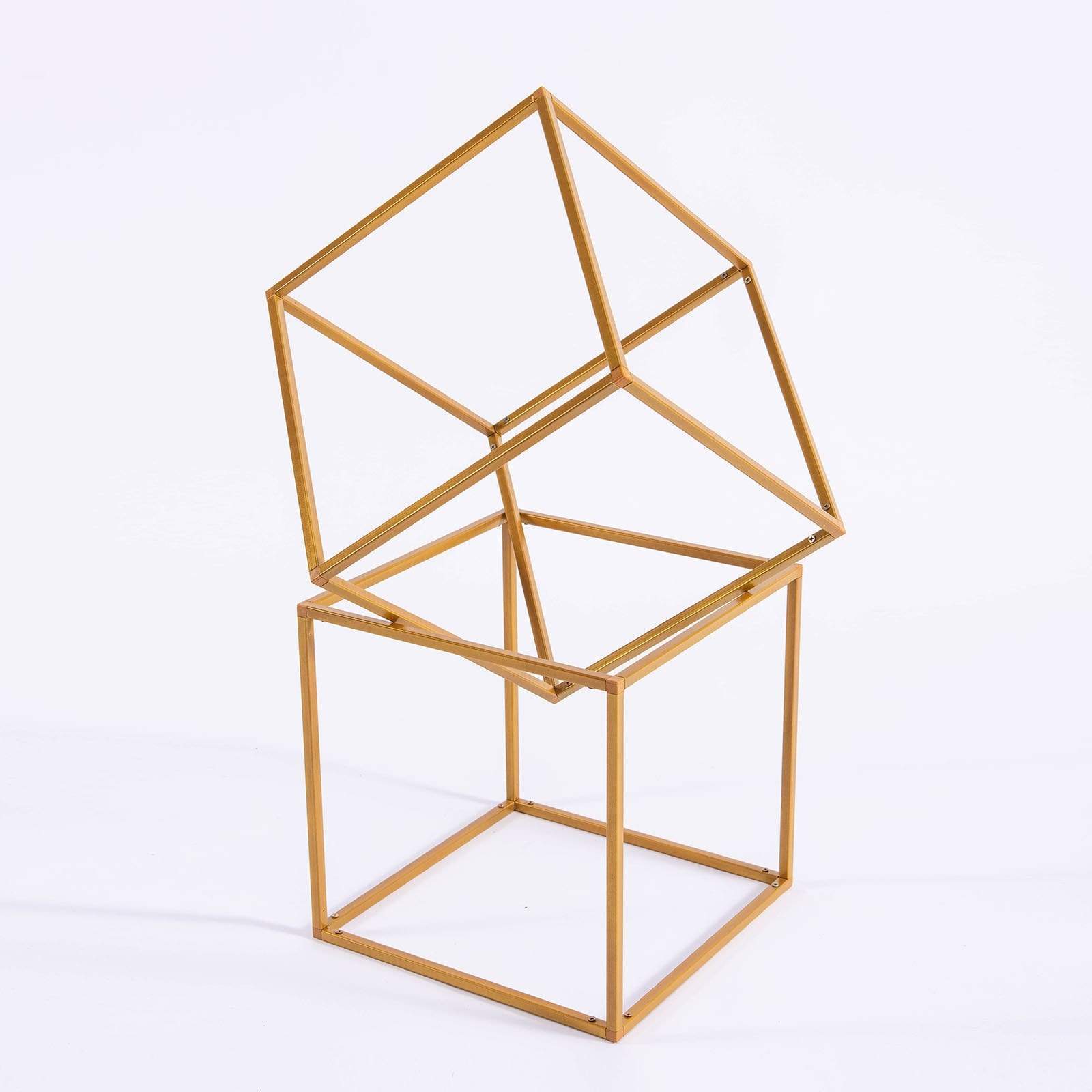 2 pcs Geometric Cube Metal Stands Wedding Flower Vase Holders