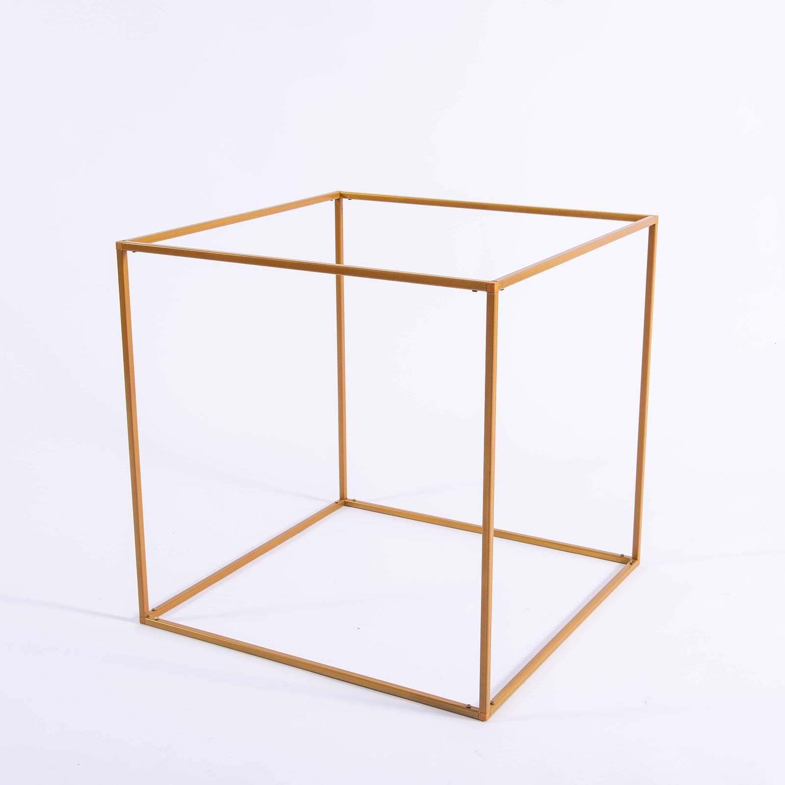 2 pcs Geometric Cube Metal Stands Wedding Flower Vase Holders IRON_STND02_20_GOLD