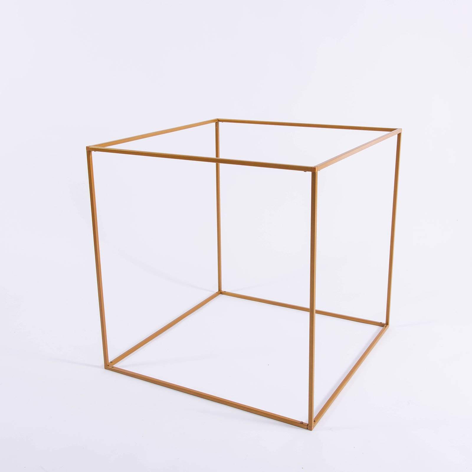 2 pcs Geometric Cube Metal Stands Wedding Flower Vase Holders IRON_STND02_24_GOLD