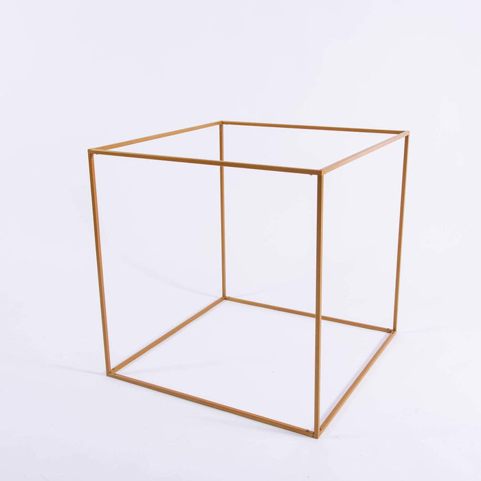 2 pcs Geometric Cube Metal Stands Wedding Flower Vase Holders IRON_STND02_24_GOLD