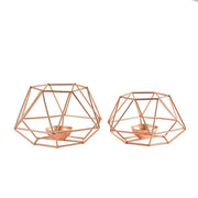 2 pcs Geometric Metal Hexagon Flower Vases Tealight Candle Holders