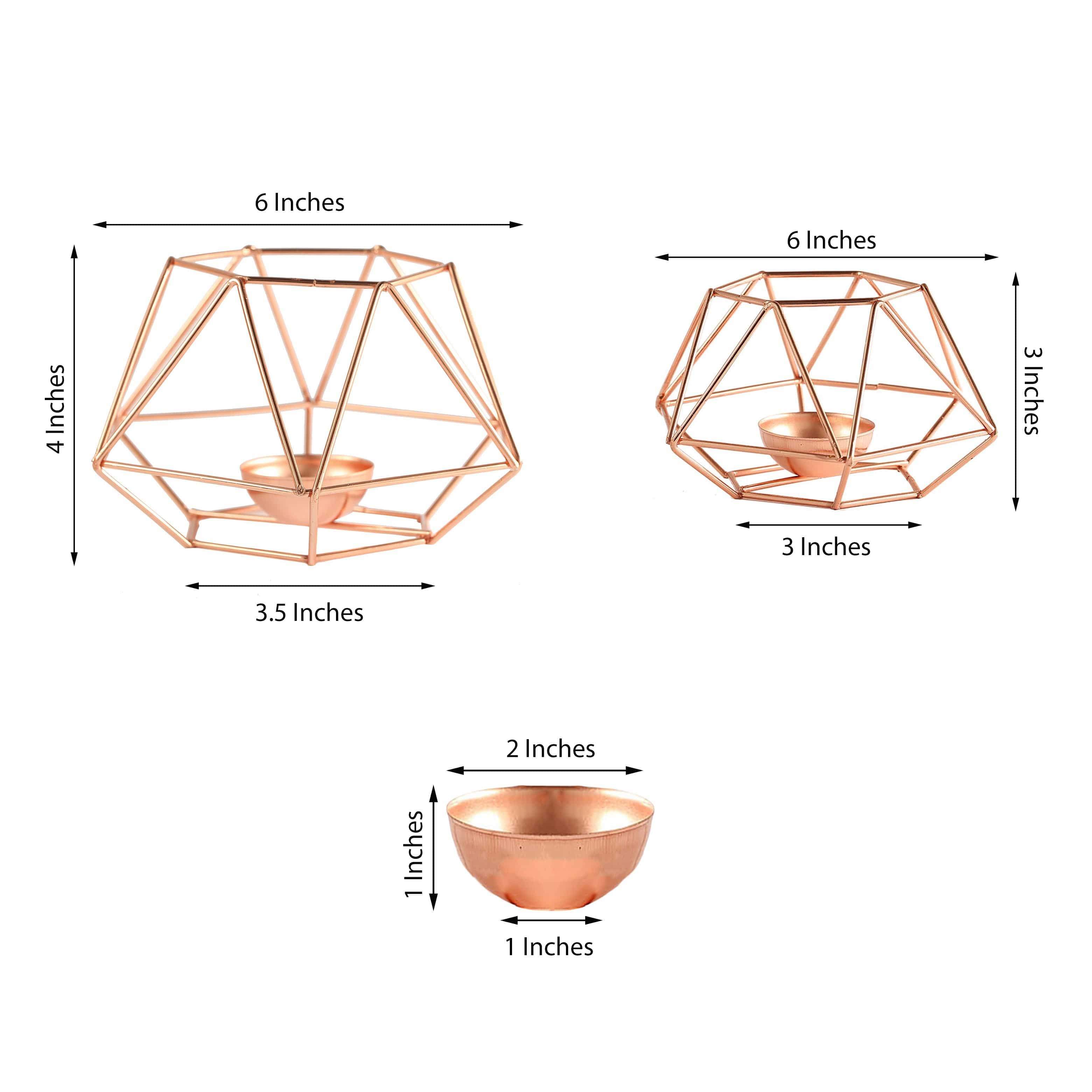 2 pcs Geometric Metal Hexagon Flower Vases Tealight Candle Holders