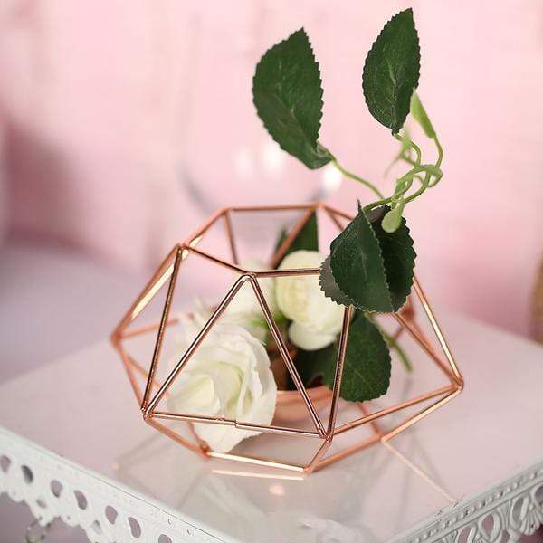 2 pcs Geometric Metal Hexagon Flower Vases Tealight Candle Holders