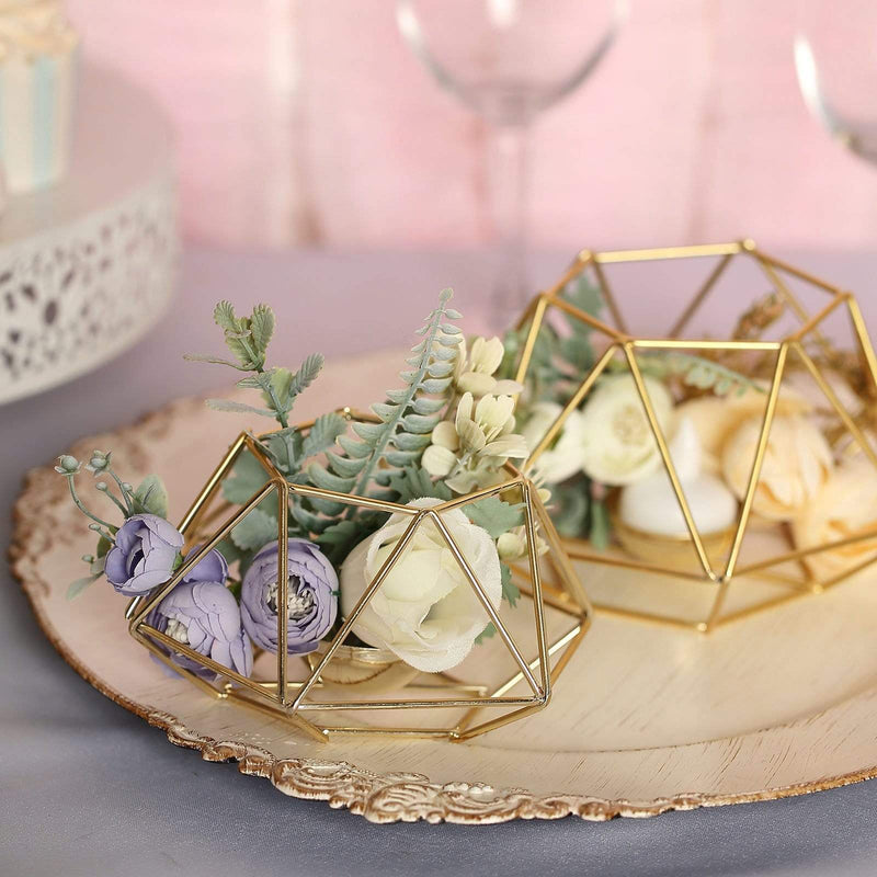 2 pcs Geometric Metal Hexagon Flower Vases Tealight Candle Holders