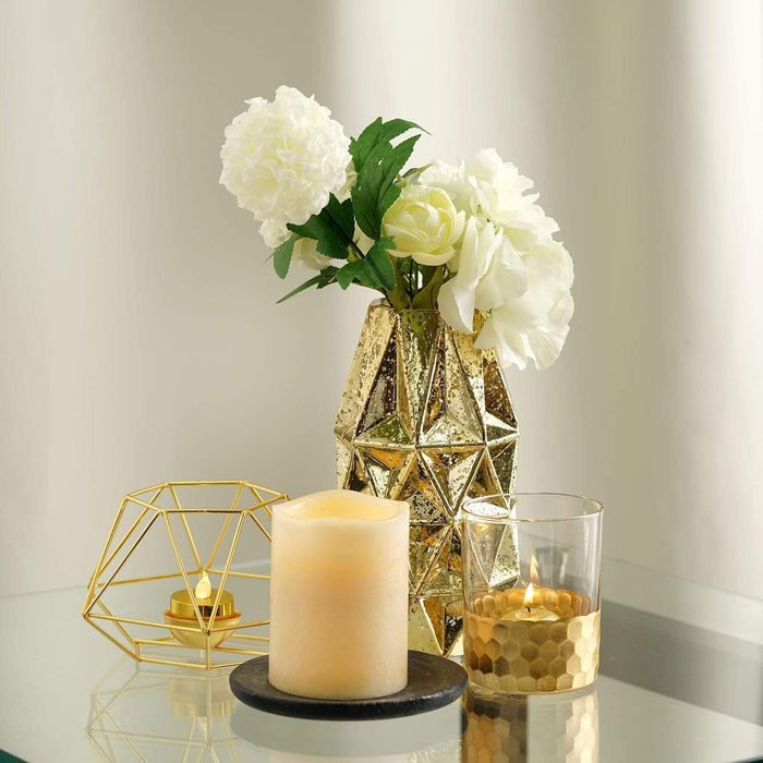 2 pcs Geometric Metal Hexagon Flower Vases Tealight Candle Holders
