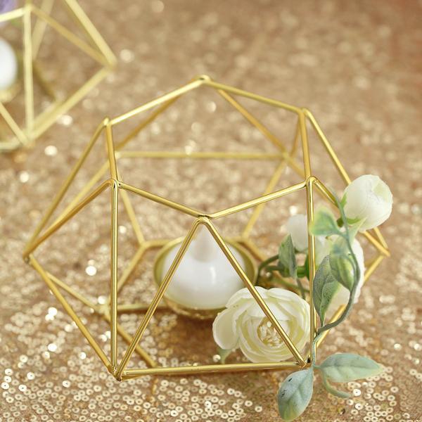 2 pcs Geometric Metal Hexagon Flower Vases Tealight Candle Holders