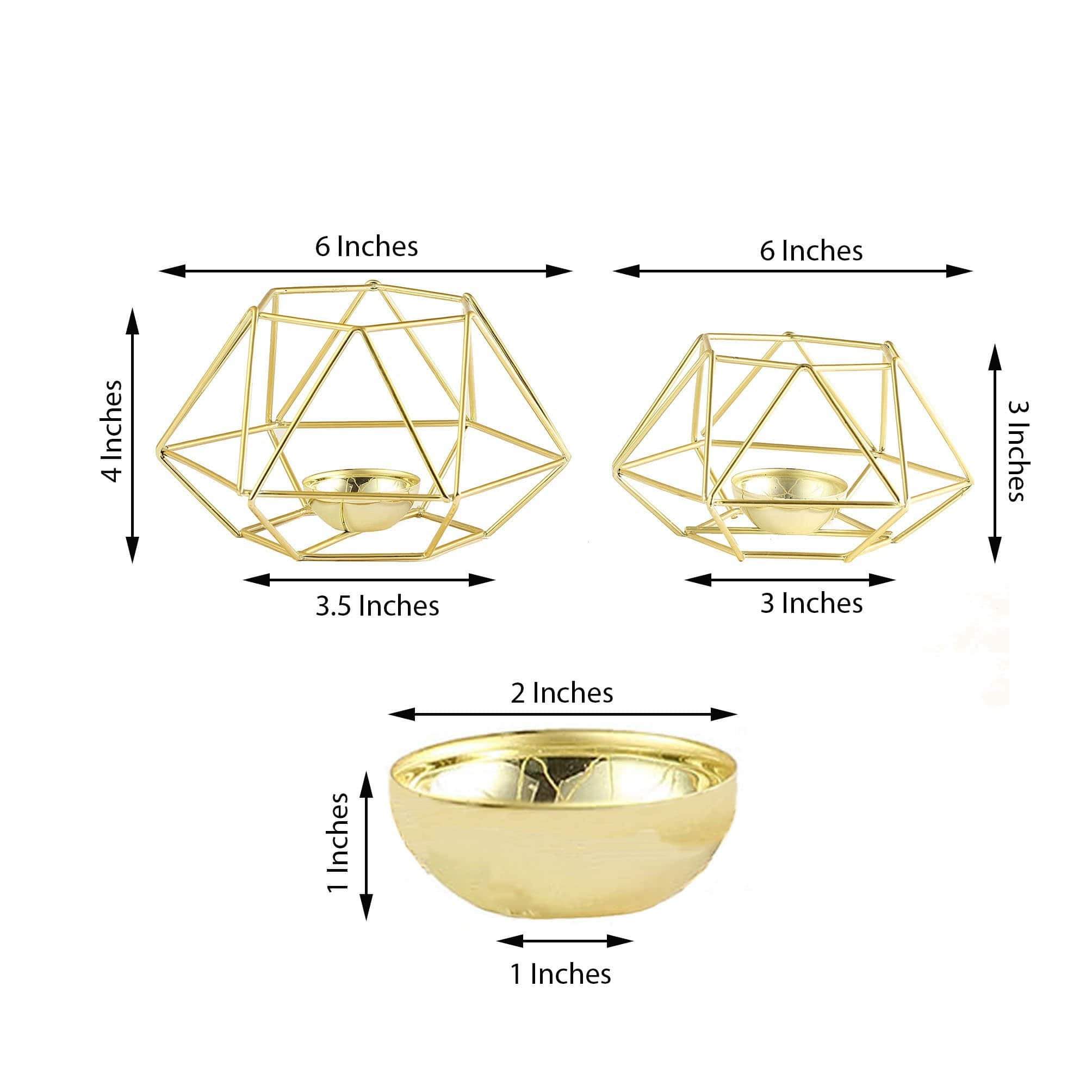 2 pcs Geometric Metal Hexagon Flower Vases Tealight Candle Holders