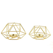2 pcs Geometric Metal Hexagon Flower Vases Tealight Candle Holders