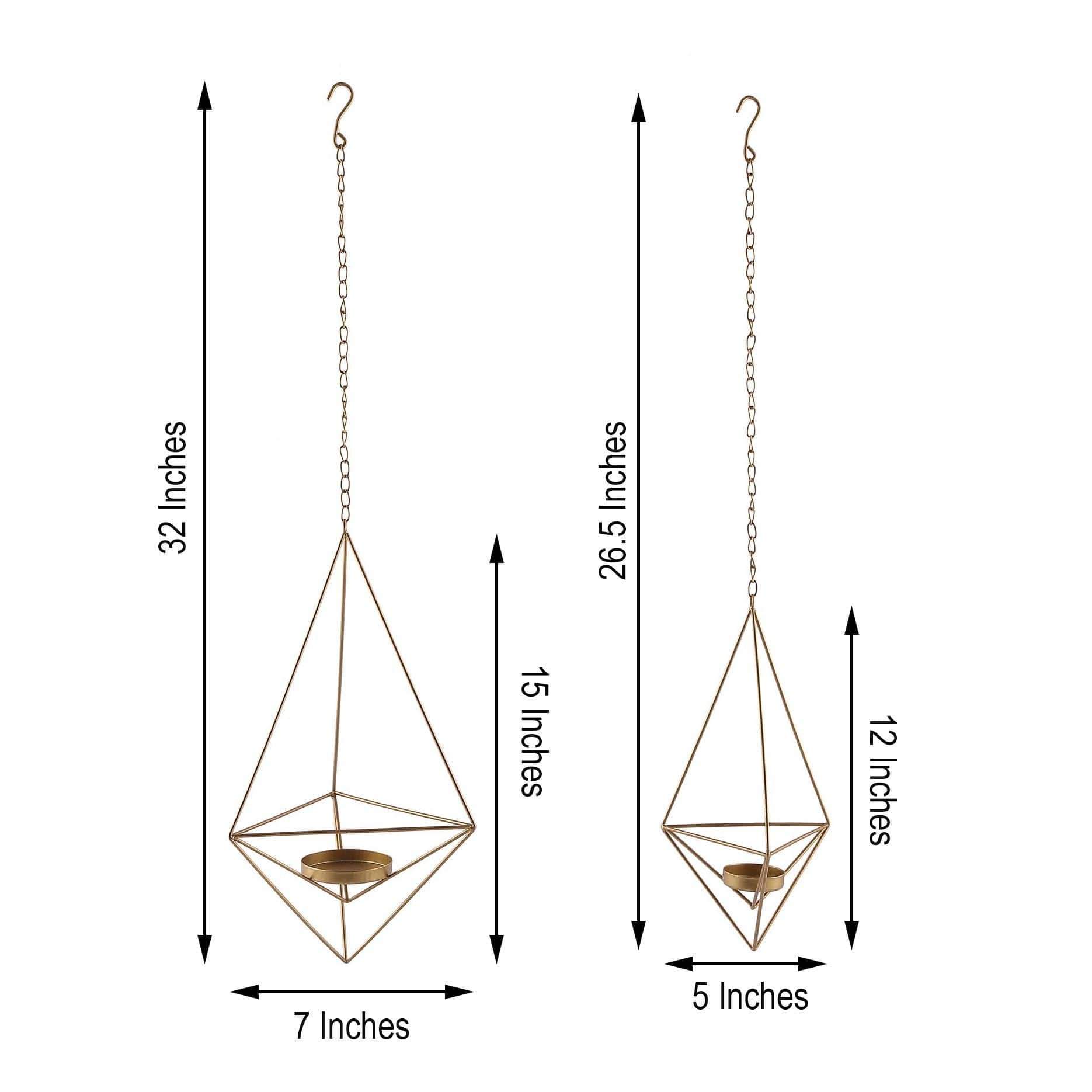 2 pcs Geometric Tealight Candle Holders Metal Lanterns