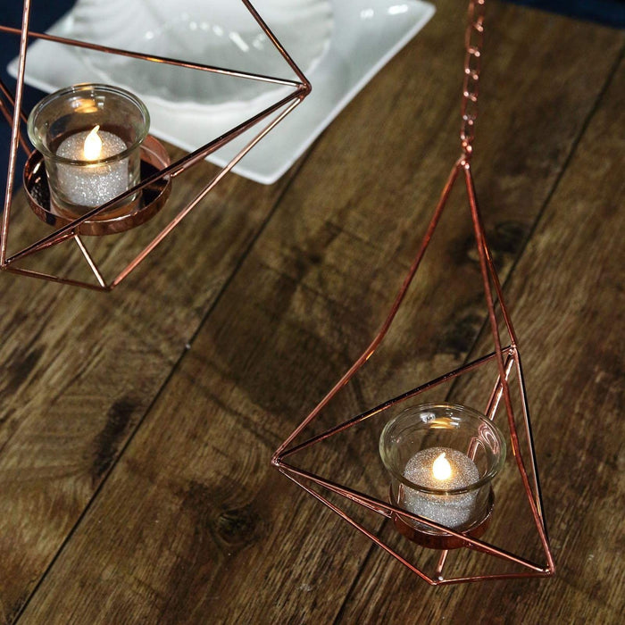 2 pcs Geometric Tealight Candle Holders Metal Lanterns