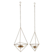 2 pcs Geometric Tealight Candle Holders Metal Lanterns IRON_HOLD_006_GOLD