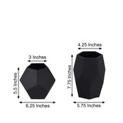 2 pcs Glass Geometric Flower Vases Candle Holders Set - Matte Black VASE_A54_SET_BLK