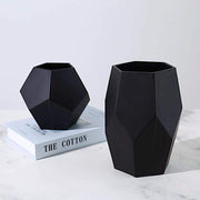 2 pcs Glass Geometric Flower Vases Candle Holders Set - Matte Black VASE_A54_SET_BLK