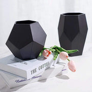 2 pcs Glass Geometric Flower Vases Candle Holders Set - Matte Black VASE_A54_SET_BLK