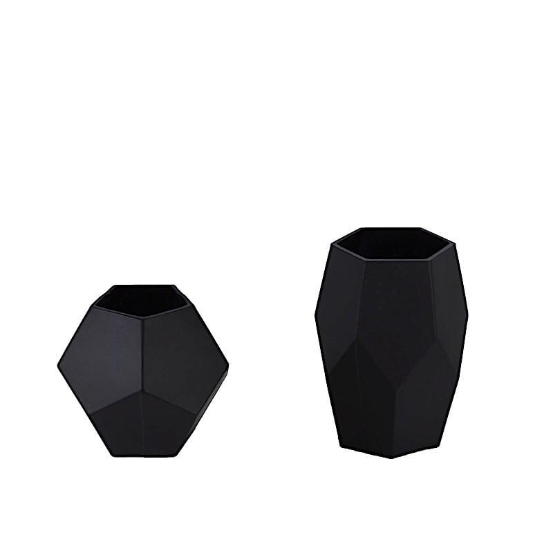 2 pcs Glass Geometric Flower Vases Candle Holders Set - Matte Black VASE_A54_SET_BLK