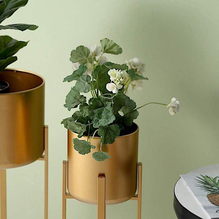 2 Metal Planter Stand Decorative Indoor Flower Pots - Gold