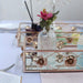 2 pcs Metal Rectangular Floral Rim Mirror Serving Trays - Gold CHRG_TRAY004_SET_GOLD