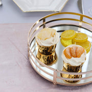 2 pcs Metal Round Mirror Serving Trays - Gold CHRG_TRAY006_SET_GOLD