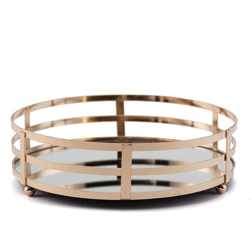 2 pcs Metal Round Mirror Serving Trays - Gold CHRG_TRAY006_SET_GOLD