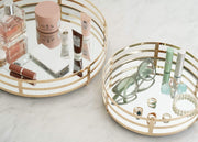 2 pcs Metal Round Mirror Serving Trays - Gold CHRG_TRAY006_SET_GOLD