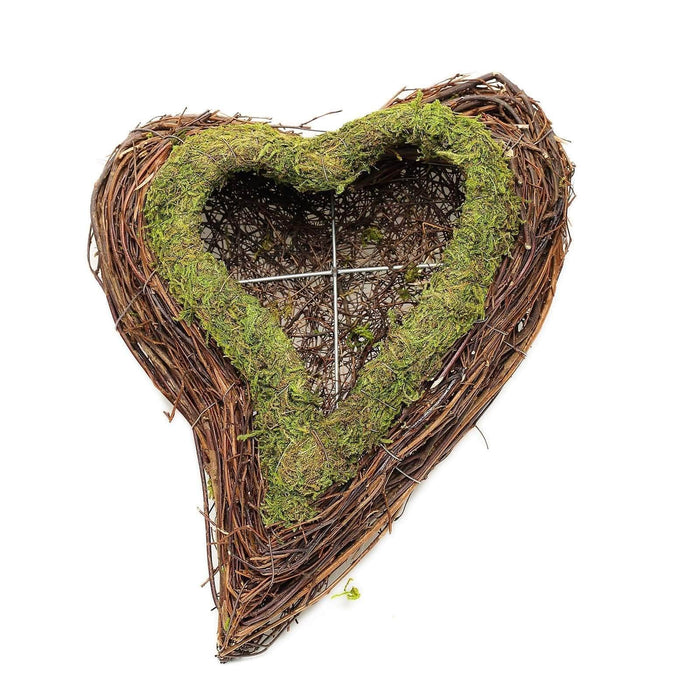 2 pcs Natural Moss Hearts Planter Boxes - Green and Brown MOSS_PLNT_014_GRN
