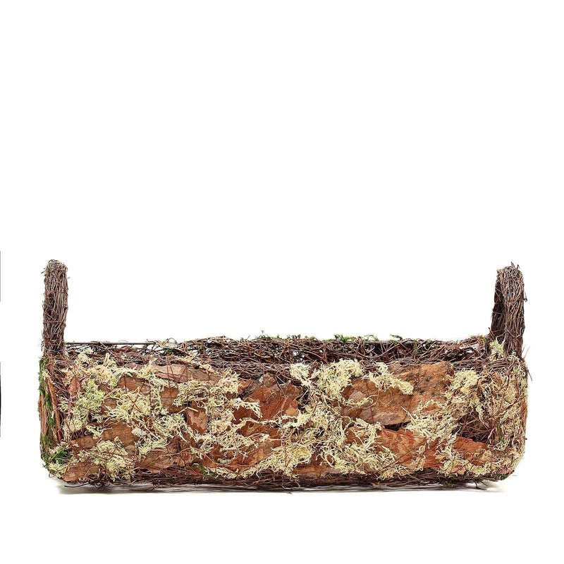 2 pcs Natural Moss Rectangular Planter Boxes with Handles - Green with Chocolate Brown MOSS_PLNT_005_GRN