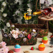 2 pcs Natural Moss Rectangular Planter Boxes with Handles - Green with Chocolate Brown MOSS_PLNT_005_GRN