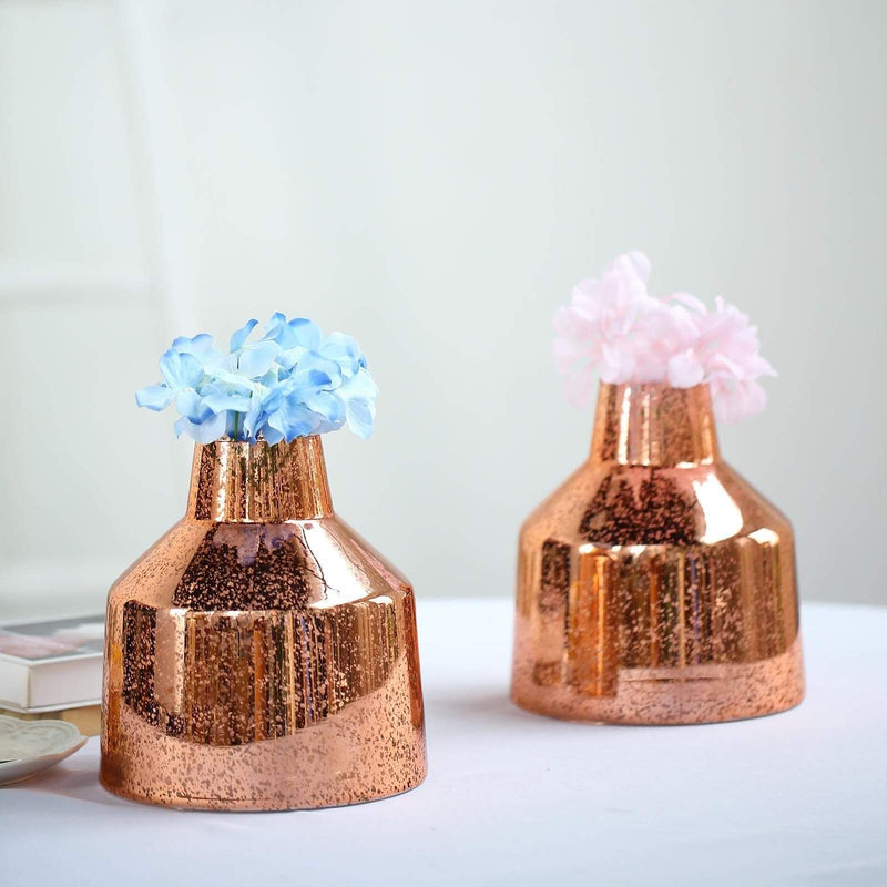 2 pcs Tapered Neck Mercury Glass Vases