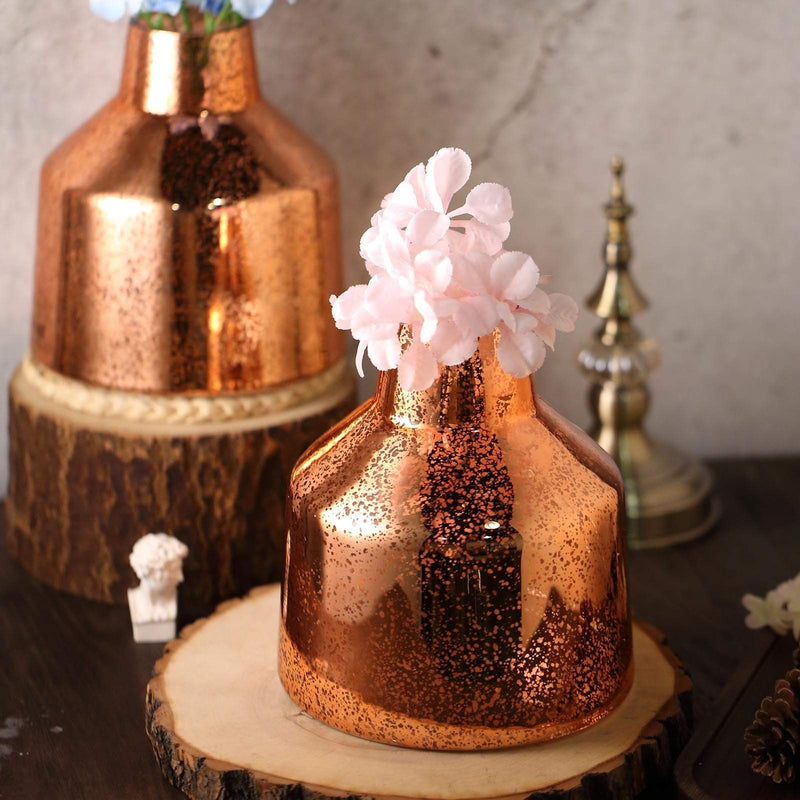 2 pcs Tapered Neck Mercury Glass Vases