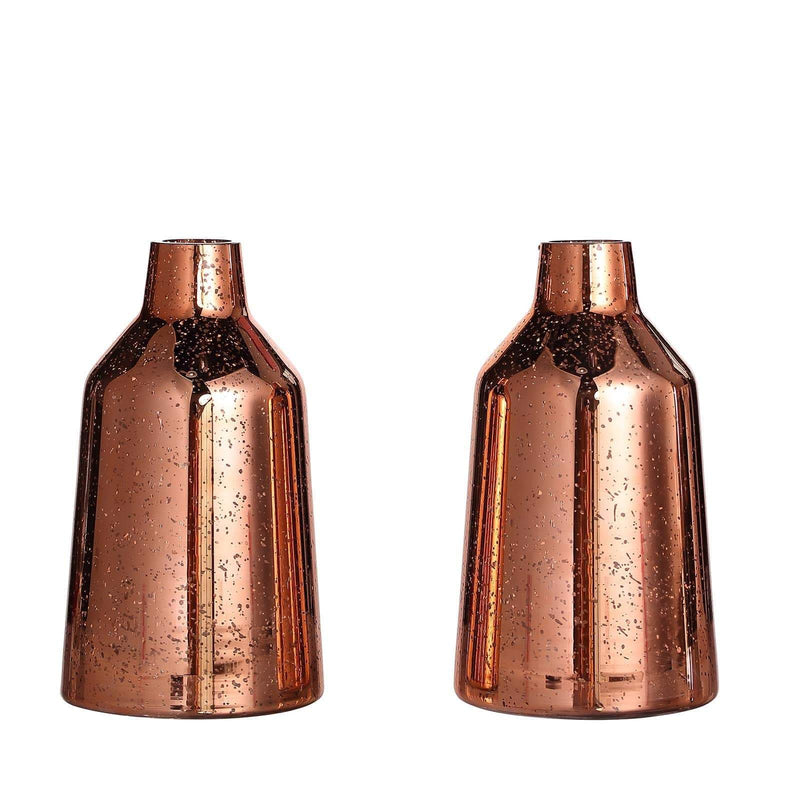 2 pcs Tapered Neck Mercury Glass Vases VASE_A60_9_054