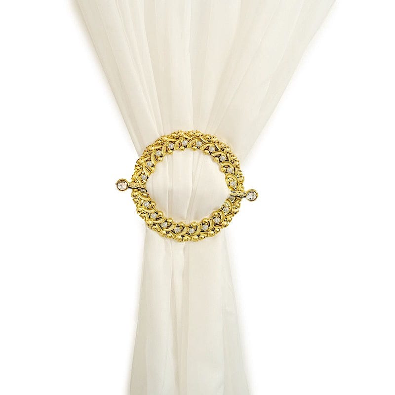 2 Plastic 7" Round Curtain Tie Backs with Acrylic Crystals Drapery Holdbacks