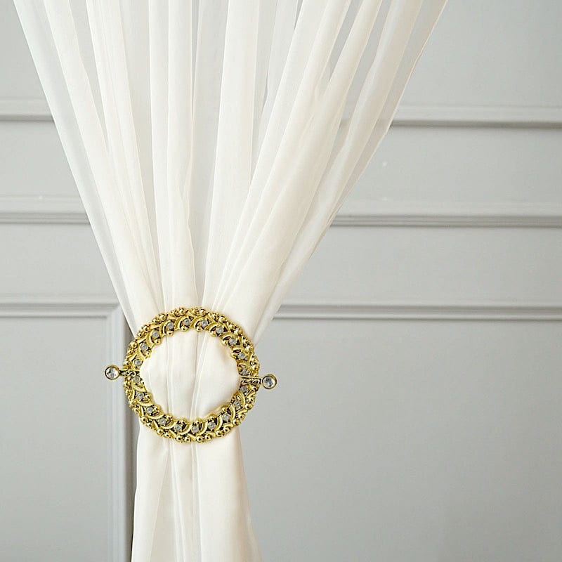 2 Plastic 7" Round Curtain Tie Backs with Acrylic Crystals Drapery Holdbacks