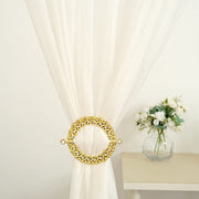 2 Plastic 7" Round Curtain Tie Backs with Acrylic Crystals Drapery Holdbacks