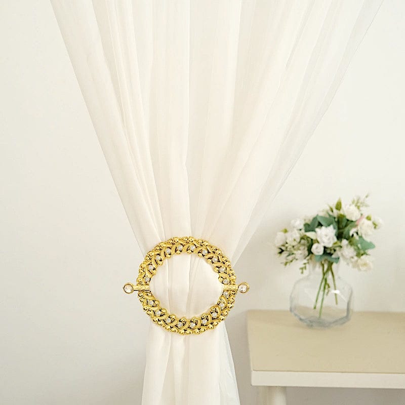 2 Plastic 7" Round Curtain Tie Backs with Acrylic Crystals Drapery Holdbacks