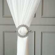 2 Plastic 7" Round Curtain Tie Backs with Acrylic Crystals Drapery Holdbacks