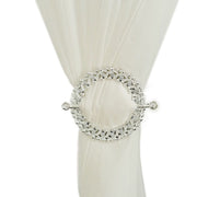 2 Plastic 7" Round Curtain Tie Backs with Acrylic Crystals Drapery Holdbacks